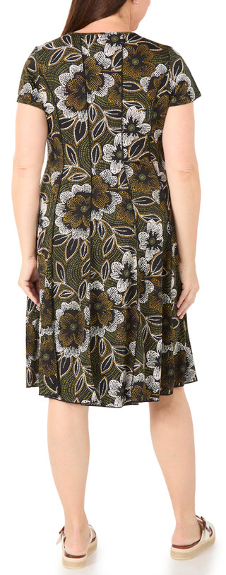 Thumbnail 2: Sami & Jo Women's Plus Short Sleeve Print Puff Panel Midi Dress  