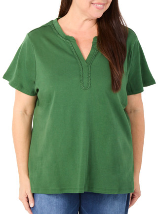 Thumbnail 1: Coral Bay Women's Plus Short Sleeve V-Neck Top 