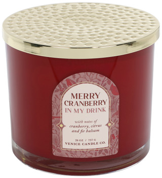Thumbnail 2: SCENTSATIONAL 26 oz Merry Cranberry In My Drink Scented Three Wick Candle  