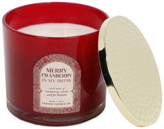 Thumbnail 1: SCENTSATIONAL 26 oz Merry Cranberry In My Drink Scented Three Wick Candle  