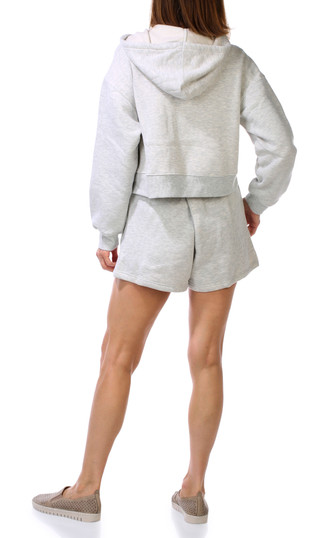 Thumbnail 2: HARMONY & BALANCE 2 Pc Women's Long Sleeve Fleece Cropped Hoodie Short Set  