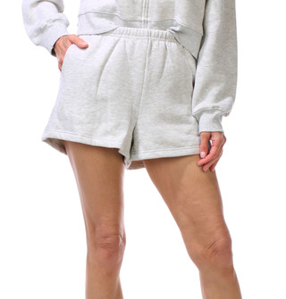 Thumbnail 3: HARMONY & BALANCE 2 Pc Women's Long Sleeve Fleece Cropped Hoodie Short Set  