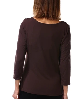 Thumbnail 2: Tahari Women's 3/4 Sleeve Cowl Neck Stud Top 