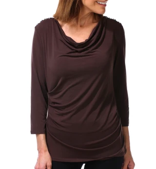 Thumbnail 1: Tahari Women's 3/4 Sleeve Cowl Neck Stud Top 