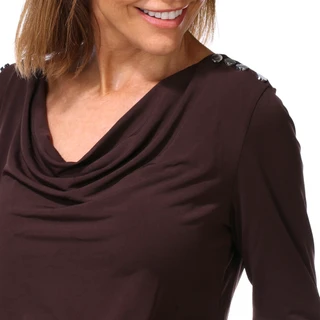 Thumbnail 3: Tahari Women's 3/4 Sleeve Cowl Neck Stud Top 