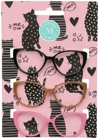 Thumbnail 1: Martha Stewart 3 Pk +2.50 Premium Reading Glasses Cat Collection 