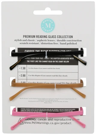 Thumbnail 2: Martha Stewart 3 Pk +2.50 Premium Reading Glasses Cat Collection 