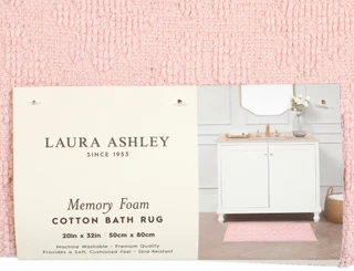 Thumbnail 3: Laura Ashley 20x30 Memory Foam Cotton Bath Rug  