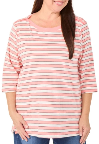 Thumbnail 1: Lands End Women's Plus 3/4 Sleeve Lap Shoulder Tunic Top 