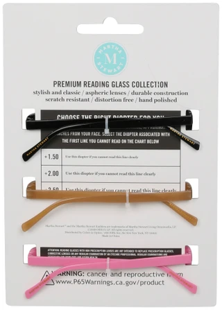 Thumbnail 2: Martha Stewart 3 Pk +2.00 Premium Reading Glasses Cat Collection  