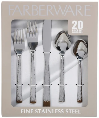 Thumbnail 1: Farberware 20 Pc Fine Hammered Stainless Cutlery Set  
