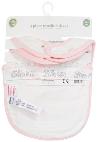 Thumbnail 2: Little Me Baby Girls 3 Pc Floral Muslin Bib Set 