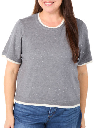 Thumbnail 1: Nanette Lepore Women's Plus Short Sleeve Rhinestone Top 