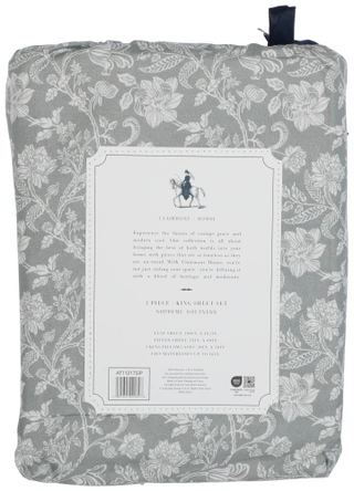 Thumbnail 2: CLAIRMONT HOUSE 4 Pc Floral Print King Sheet Set 