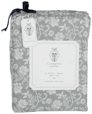 Thumbnail 1: CLAIRMONT HOUSE 4 Pc Floral Print King Sheet Set 