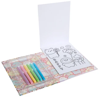 Thumbnail 2: Page Publications Bold And Easy Cute Friends Coloring Kit Markers Included 