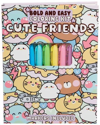 Thumbnail 1: Page Publications Bold And Easy Cute Friends Coloring Kit Markers Included 