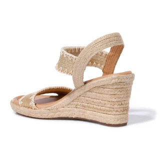 Thumbnail 2: Easy Spirit Women's Gold Two Band Espadrille Wedge Sandals 