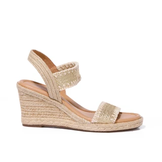 Thumbnail 3: Easy Spirit Women's Gold Two Band Espadrille Wedge Sandals 