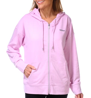 Thumbnail 1: DKNY Women's Metallic Bubble Logo Full Zip Hoodie 