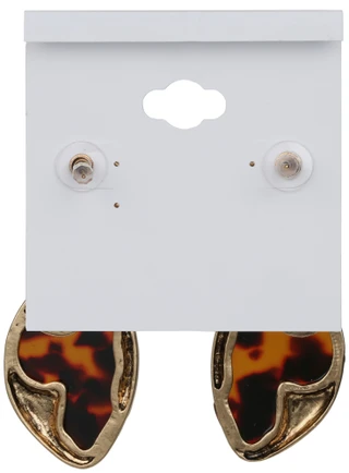 Thumbnail 2: Natasha Gold Toned Tortoise Drop Earrings 