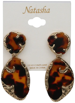 Thumbnail 1: Natasha Gold Toned Tortoise Drop Earrings 