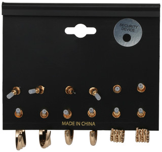 Thumbnail 2: Noir 6 Pc Gold Tone Hoop Earring Set 