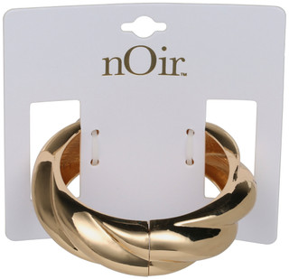 Thumbnail 1: Noir Chunky Gold Tone Twisted Cuff Bracelet  