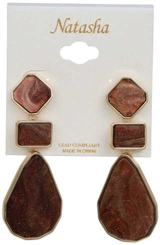 Thumbnail 1: Natasha Geometric Quartz Drop Earrings 