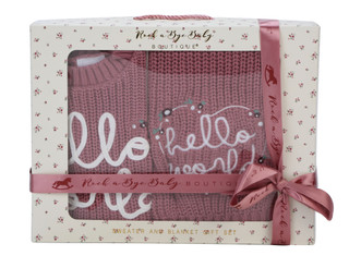 Thumbnail 1: Rock a Bye Baby  Baby Girl's 2 Pc Hello World Sweater & Blanker Gift Set 