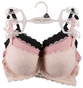 Thumbnail 1: Laura Ashley 3 Pk Women's Comfort Push Up Lace Underwire Bras  