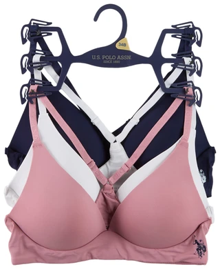 Thumbnail 1: U.S. POLO 3 Pk Women's Racer Wireless Bralettes  