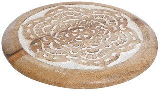 Thumbnail 1: Home Essentials 9 In Round Carved Wood Trivet  