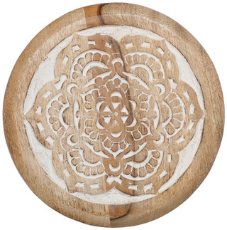 Thumbnail 3: Home Essentials 9 In Round Carved Wood Trivet  
