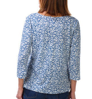 Thumbnail 3: Hearts of Palm Women's Petite 3/4 Sleeve Bitsy Blossom Crinkle Top  