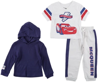 Thumbnail 1: Cars Little Boys 3 Pc Graphic Tee Jogger Hoodie Set  