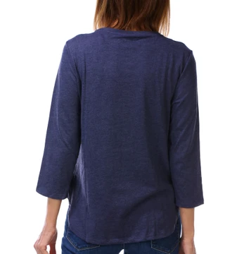 Thumbnail 2: Caribbean Joe Women's 3/4 Sleeve Crew Neck Embroidered Palm Top  