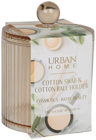 Thumbnail 1: URBAN HOME Ribbed Cotton Swab & Cotton Ball Holder 