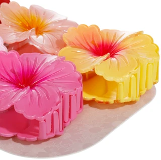 Thumbnail 2: Hair Essentials 5 Pk Hibiscus Hair Claw Clips Set 
