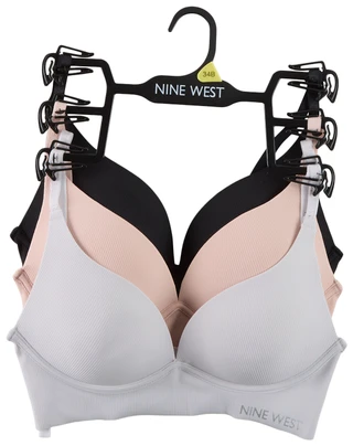Thumbnail 1: NINE WEST 3 Pk Women's Ribbed Wire Free Bras  