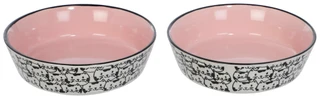 Thumbnail 1: BLUE SKY 2 Pk Cat Faces Pet Bowls  
