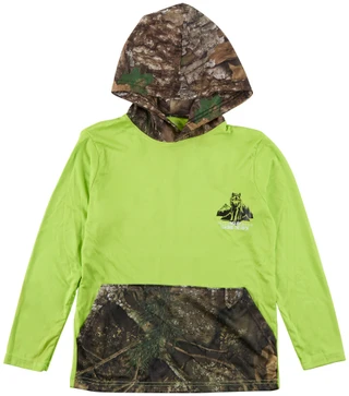 Thumbnail 1: REAL TREE Boys Long Sleeve Hooded Camo Performance Shirt  