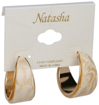 Thumbnail 1: Natasha Gold Tone Resin Statement Hoop Earrings 