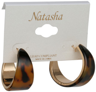 Thumbnail 2: Natasha Gold Tone Resin Statement Hoop Earrings 
