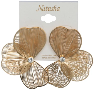 Thumbnail 1: Natasha Gold Tone Crystal Flower Statement Earrings 