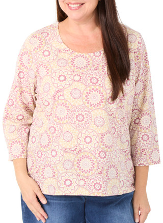 Thumbnail 1: Hearts of Palm Women's Plus 3/4 Sleeve Print Top 