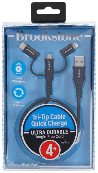 Thumbnail 1: Brookstone Tri-Tip Cable Quick Charger  