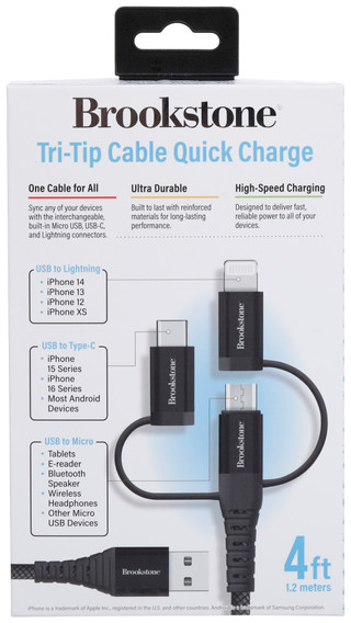 Thumbnail 2: Brookstone Tri-Tip Cable Quick Charger  