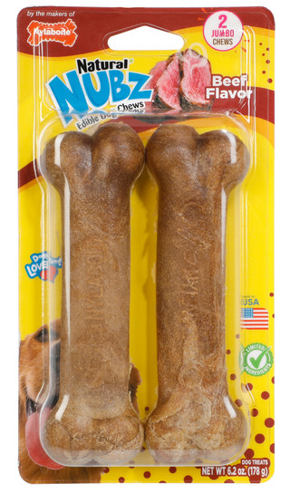 Thumbnail 1: Nylabone 2 Pk Natural Nubz Beef Dog Chews 