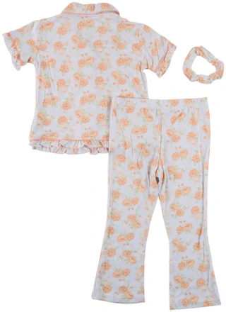 Thumbnail 2: FLORAL THREADS Little Girls 3 Pc Ruffle Sleeve Floral Pajama Set  